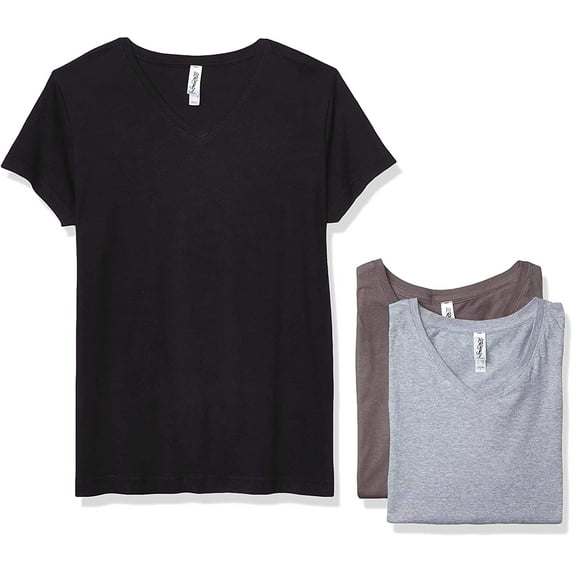 Marky G Apparel Women's Fine Jersey V-Neck Longer Length T-Shirt (Pack of 3)