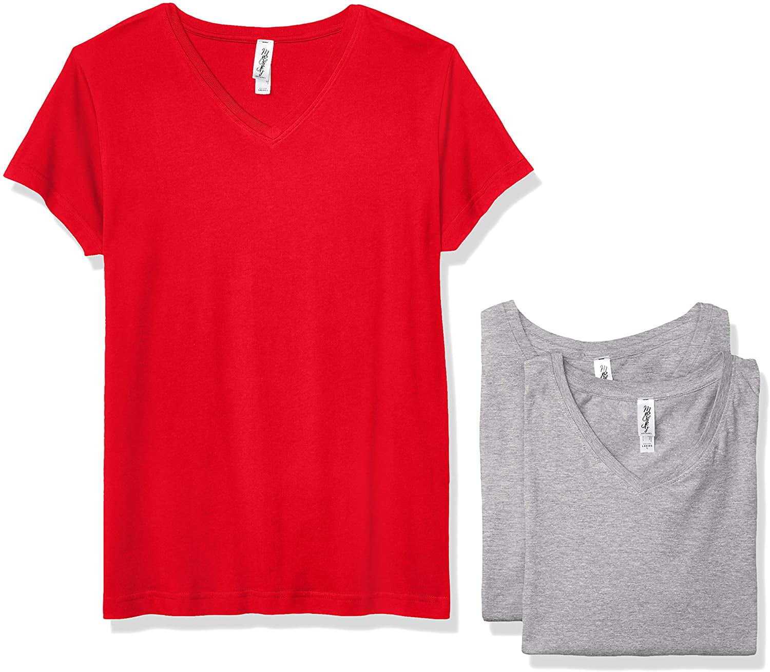 Marky G Apparel Women's Fine Jersey V-Neck Longer Length T-Shirt (Pack of 3)
