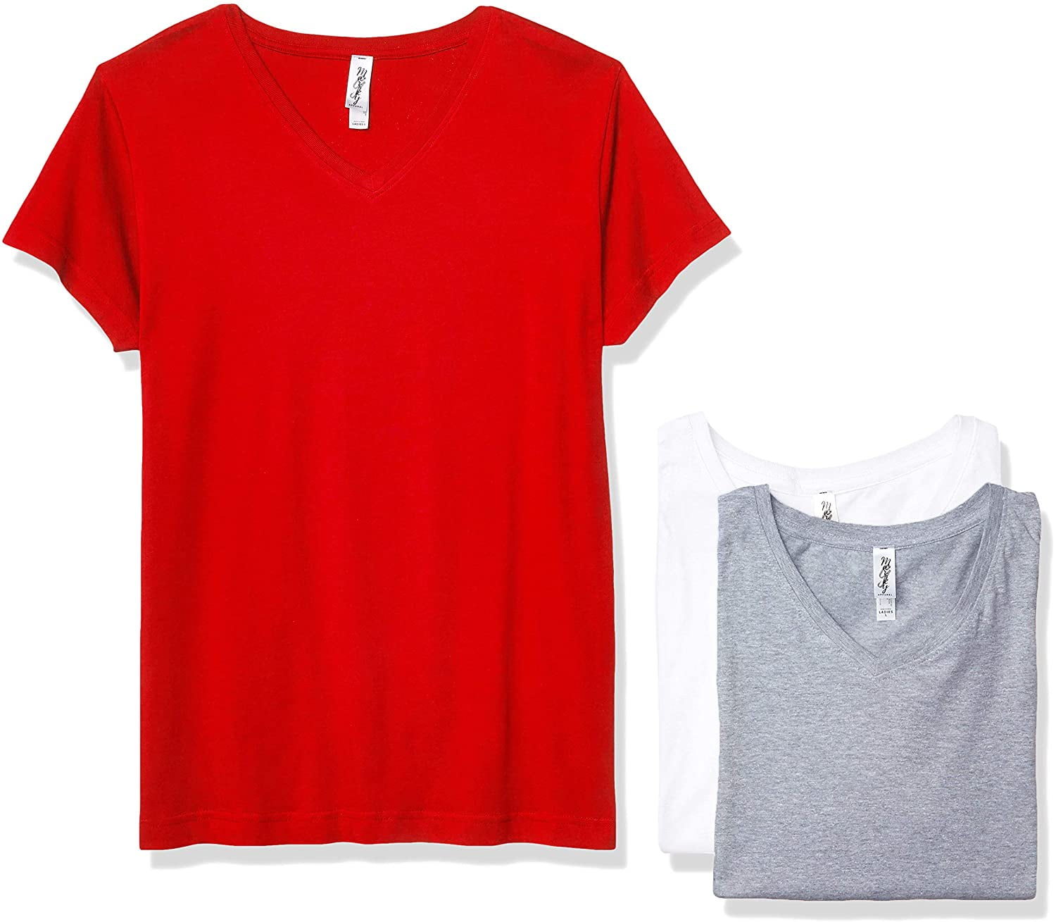 Marky G Apparel Women's Fine Jersey V-Neck Longer Length T-Shirt (Pack of 3)