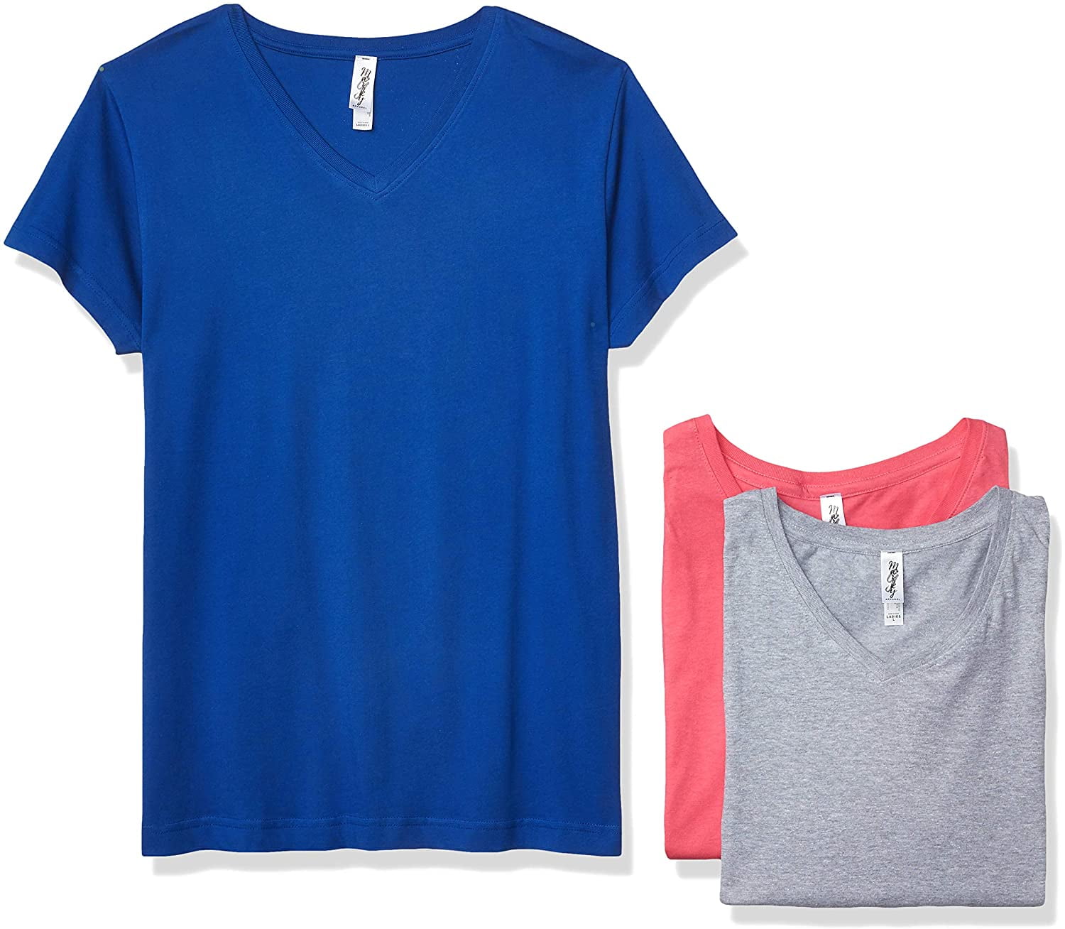 Marky G Apparel Women's Fine Jersey V-Neck Longer Length T-Shirt (Pack of 3)