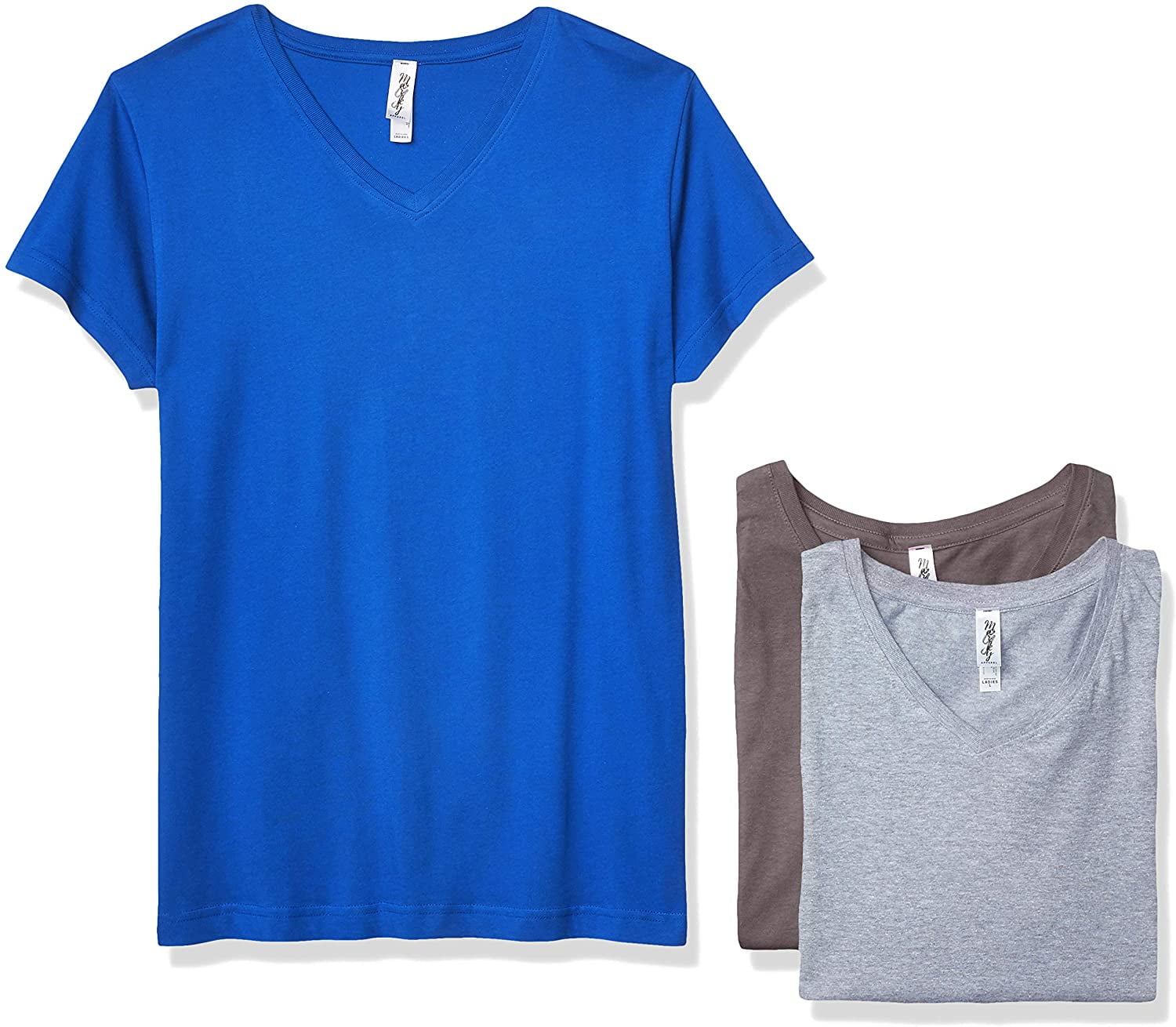 Marky G Apparel Women's Fine Jersey V-Neck Longer Length T-Shirt (Pack of 3)