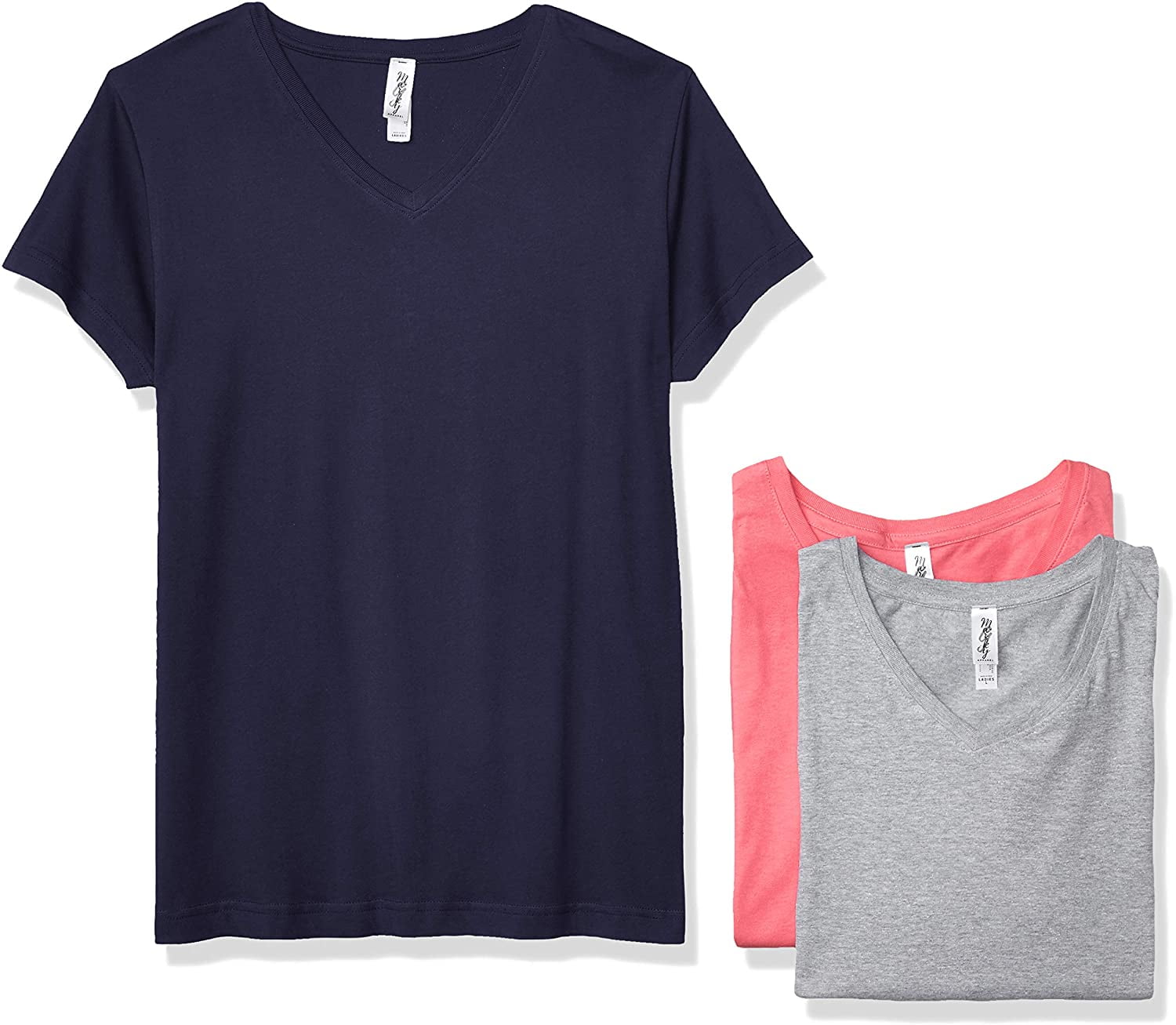Marky G Apparel Women's Fine Jersey V-Neck Longer Length T-Shirt (Pack of 3)