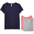 thumbnail image 1 of Marky G Apparel Women's Fine Jersey V-Neck Longer Length T-Shirt (Pack of 3), 1 of 1