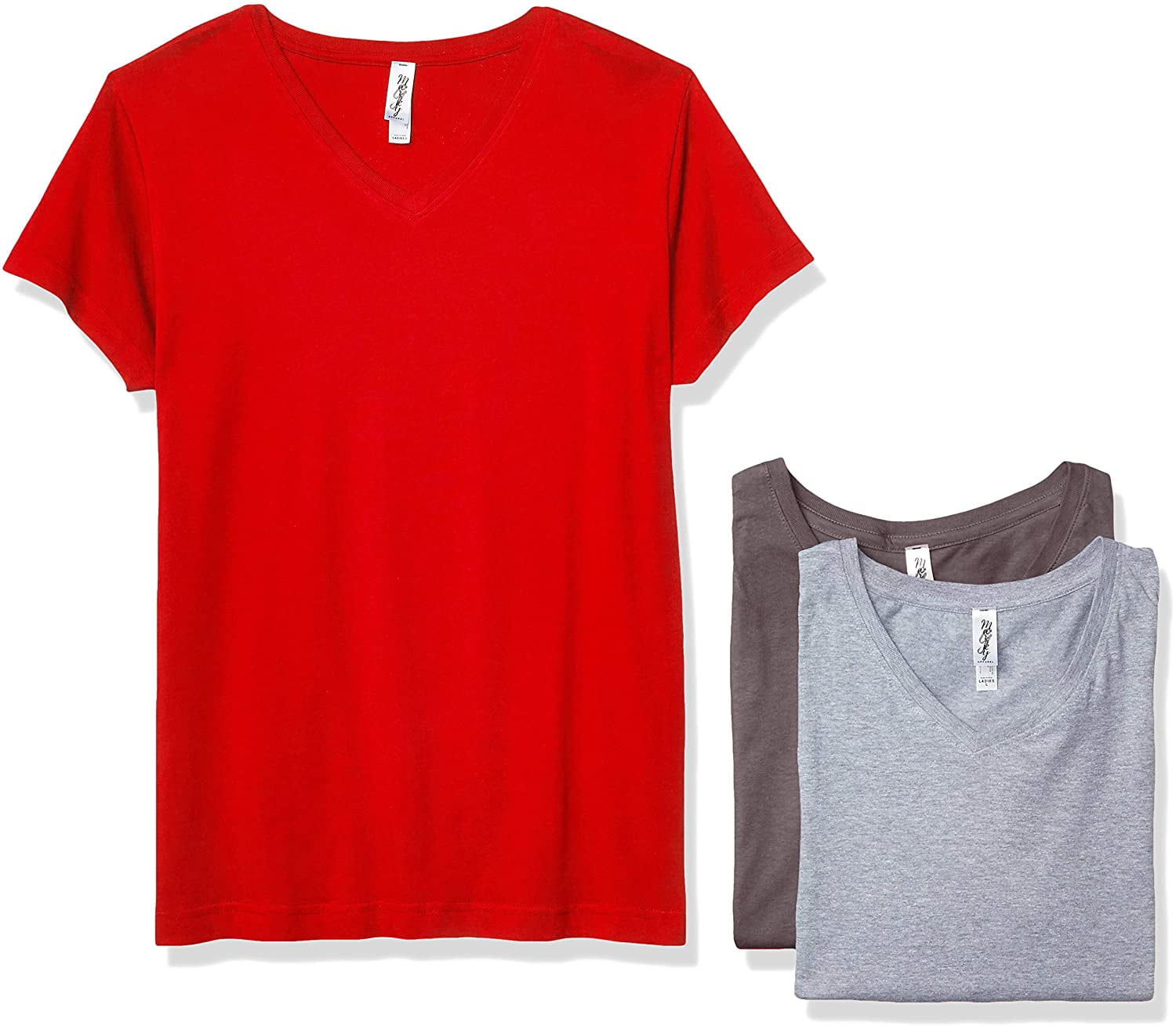 Marky G Apparel Women's Fine Jersey V-Neck Longer Length T-Shirt (Pack of 3)