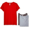 thumbnail image 1 of Marky G Apparel Women's Fine Jersey V-Neck Longer Length T-Shirt (Pack of 3), 1 of 1