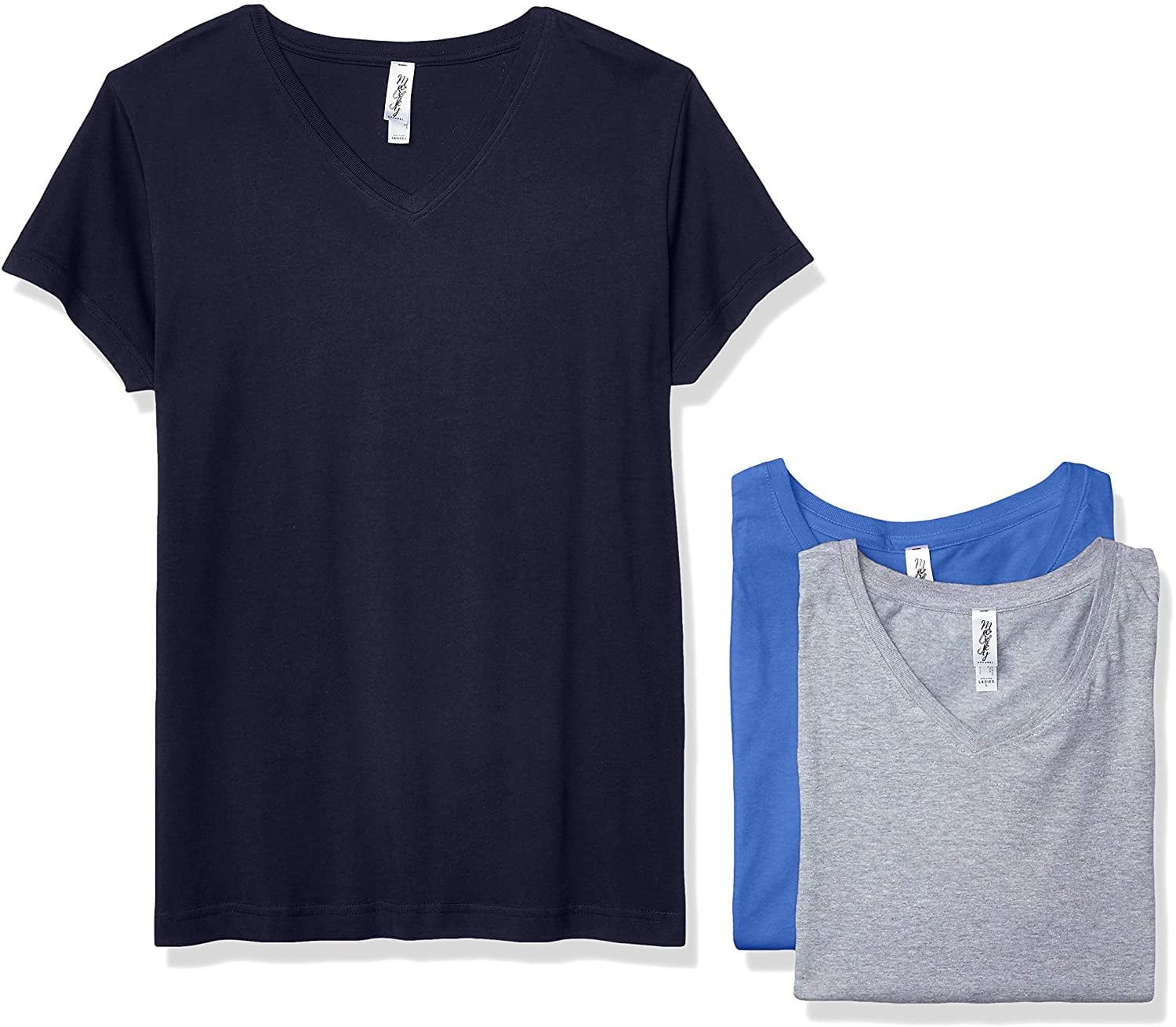 Marky G Apparel Women's Fine Jersey V-Neck Longer Length T-Shirt (Pack of 3)