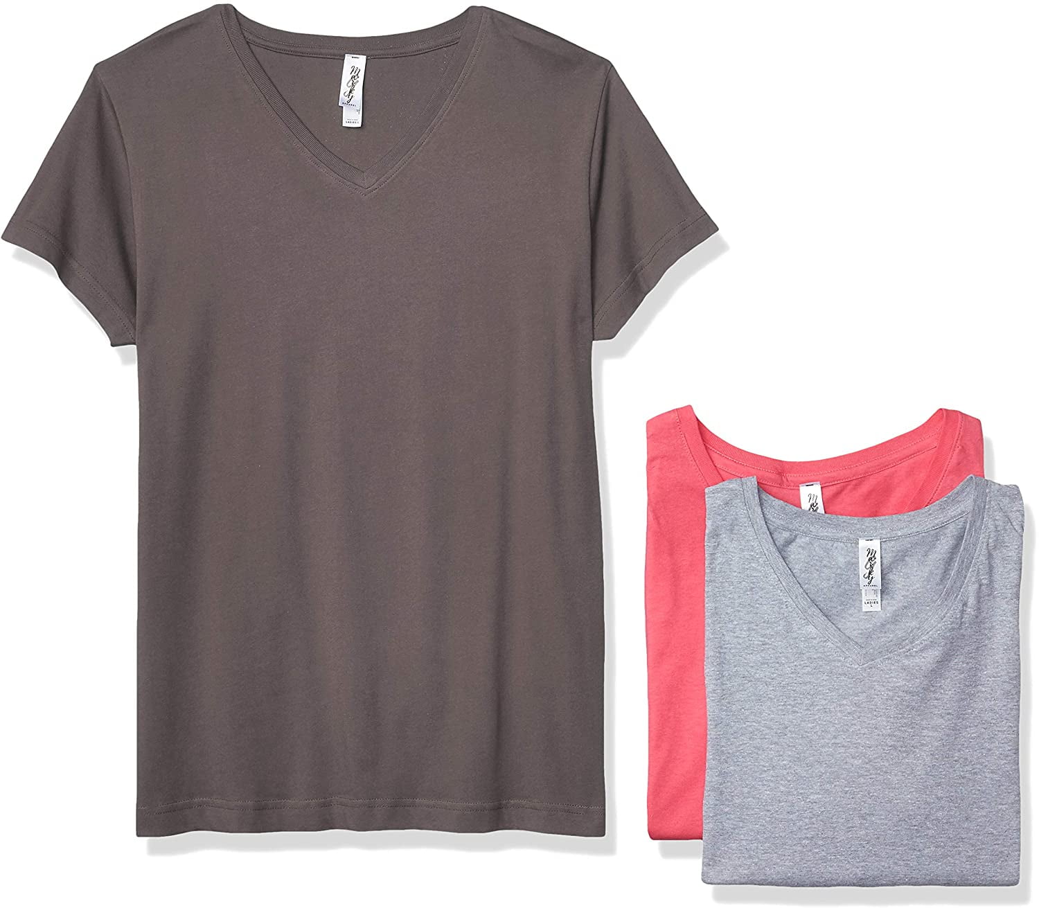 Marky G Apparel Women's Fine Jersey V-Neck Longer Length T-Shirt (Pack of 3)