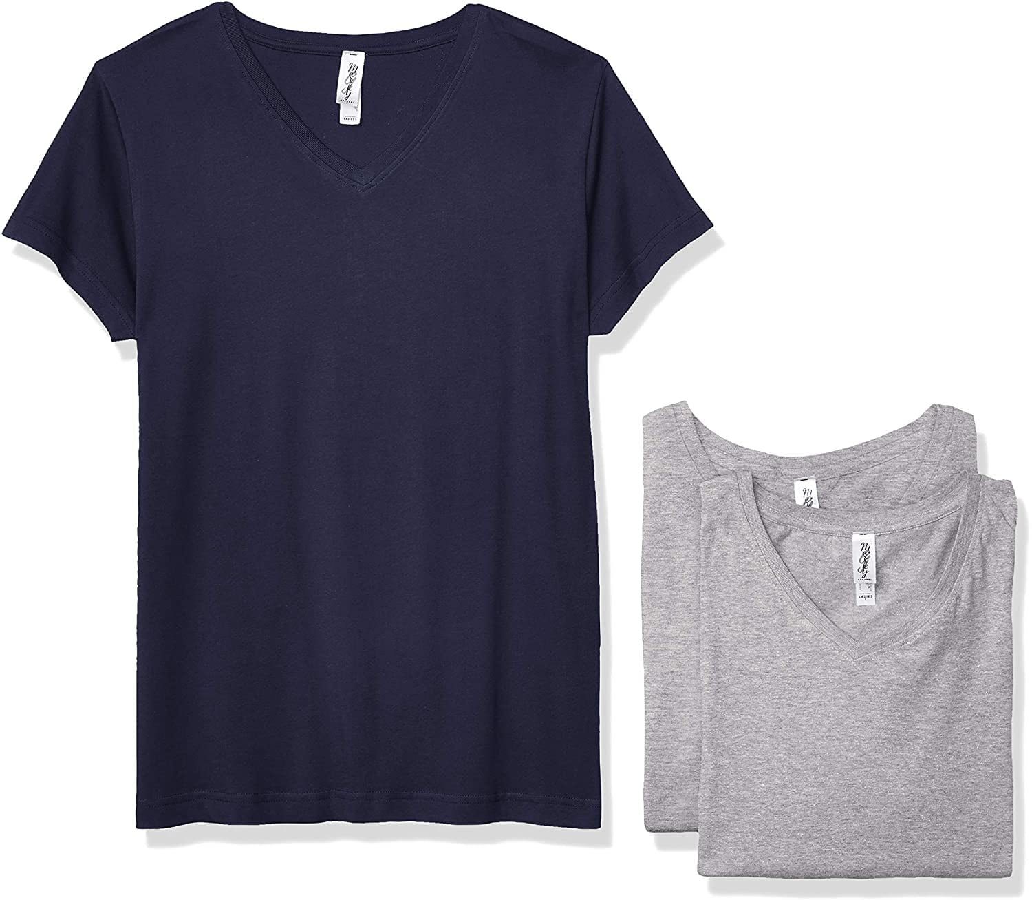 Marky G Apparel Women's Fine Jersey V-Neck Longer Length T-Shirt (Pack of 3)