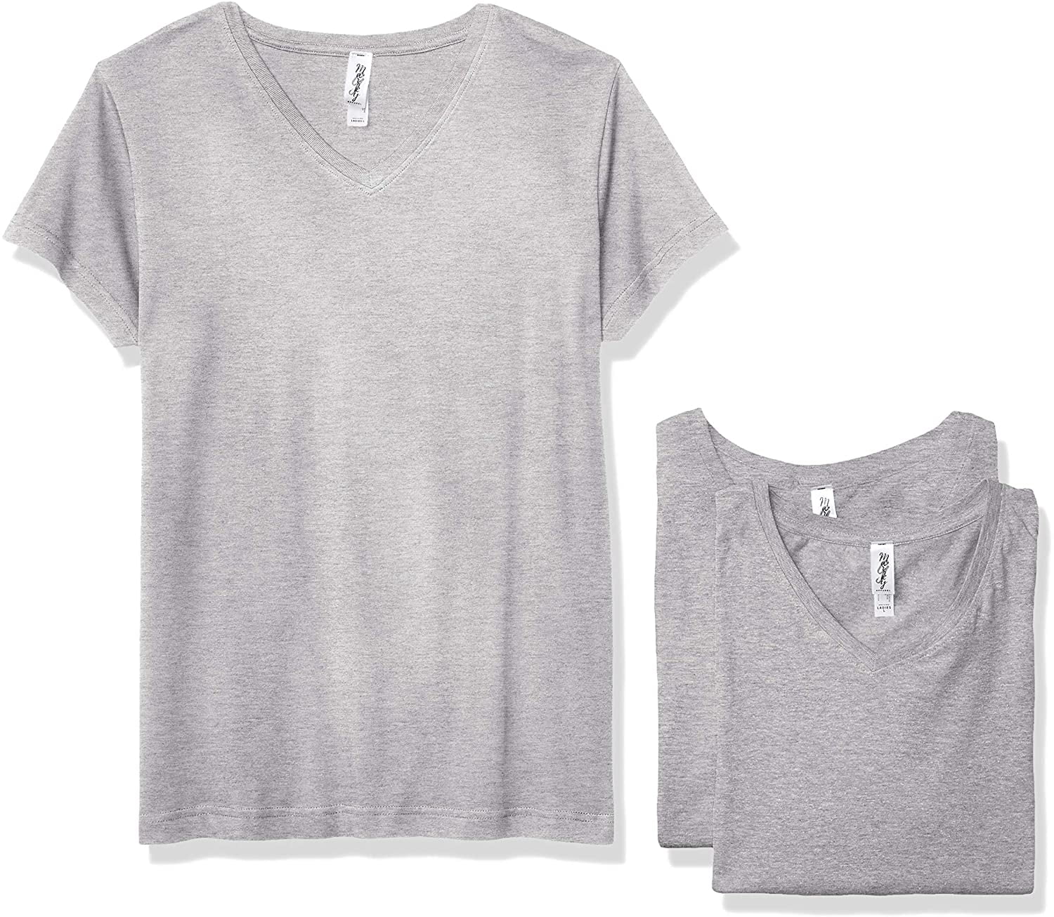Marky G Apparel Women's Fine Jersey V-Neck Longer Length T-Shirt (Pack of 3)