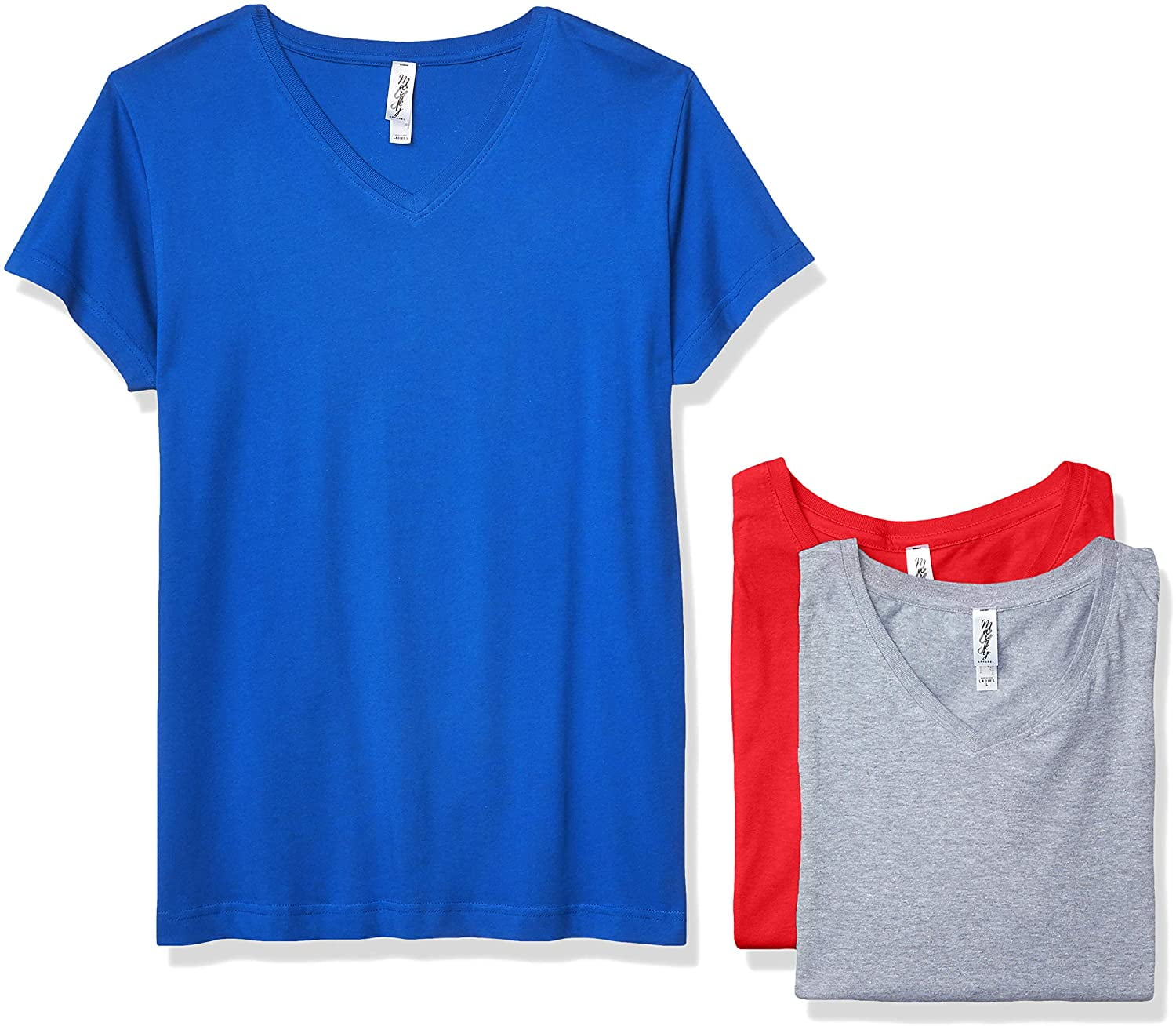 Marky G Apparel Women's Fine Jersey V-Neck Longer Length T-Shirt (Pack of 3)