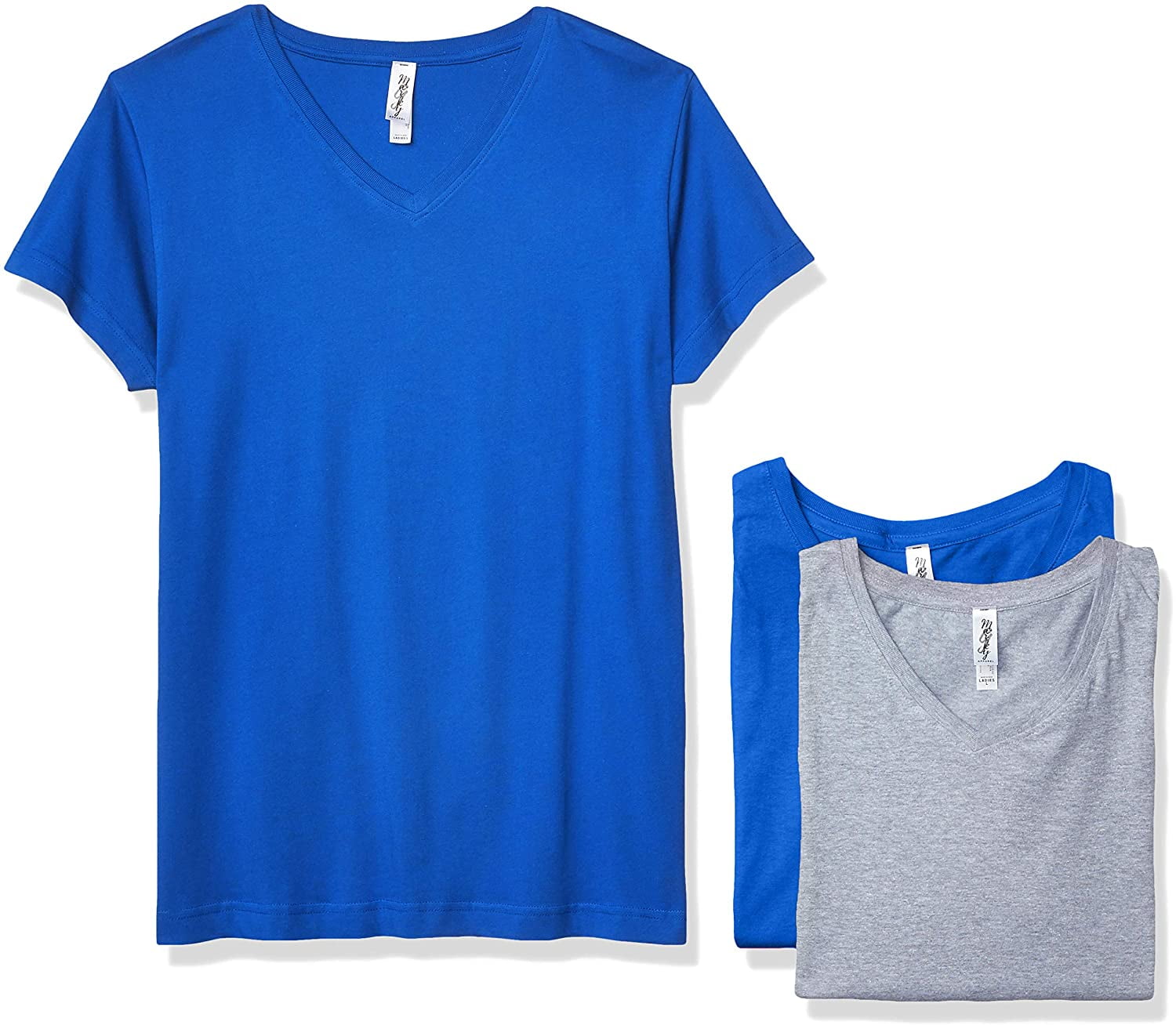 Marky G Apparel Women's Fine Jersey V-Neck Longer Length T-Shirt (Pack of 3)