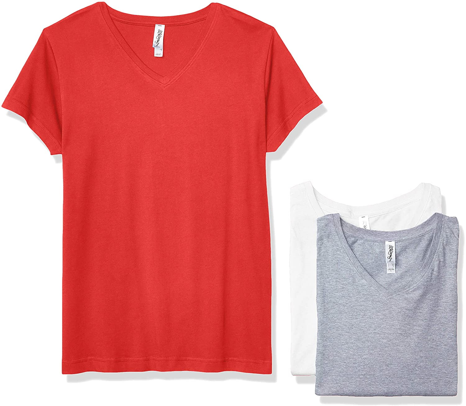 Marky G Apparel Women's Fine Jersey V-Neck Longer Length T-Shirt (Pack of 3)