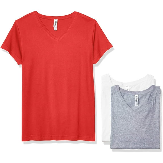Marky G Apparel Women's Fine Jersey V-Neck Longer Length T-Shirt (Pack of 3)