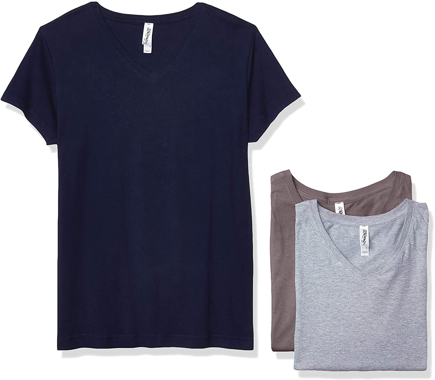 Marky G Apparel Women's Fine Jersey V-Neck Longer Length T-Shirt (Pack of 3)