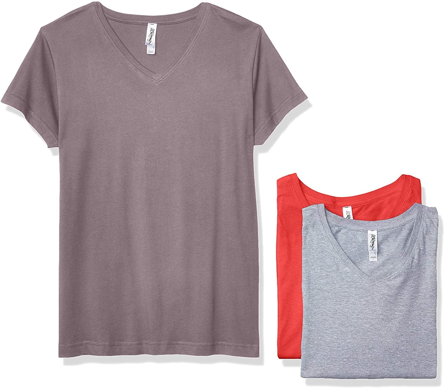 Marky G Apparel Women's Fine Jersey V-Neck Longer Length T-Shirt (Pack of 3)