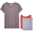 thumbnail image 1 of Marky G Apparel Women's Fine Jersey V-Neck Longer Length T-Shirt (Pack of 3), 1 of 1