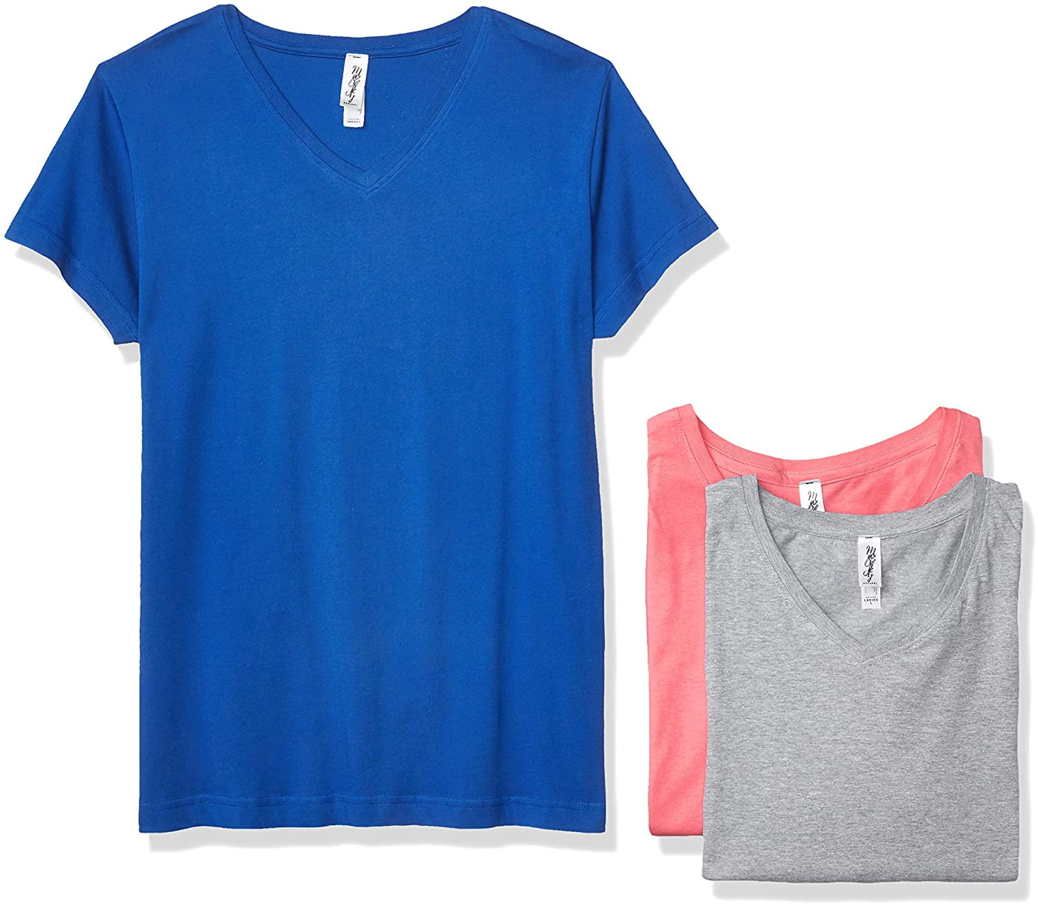 Marky G Apparel Women's Fine Jersey V-Neck Longer Length T-Shirt (Pack of 3)