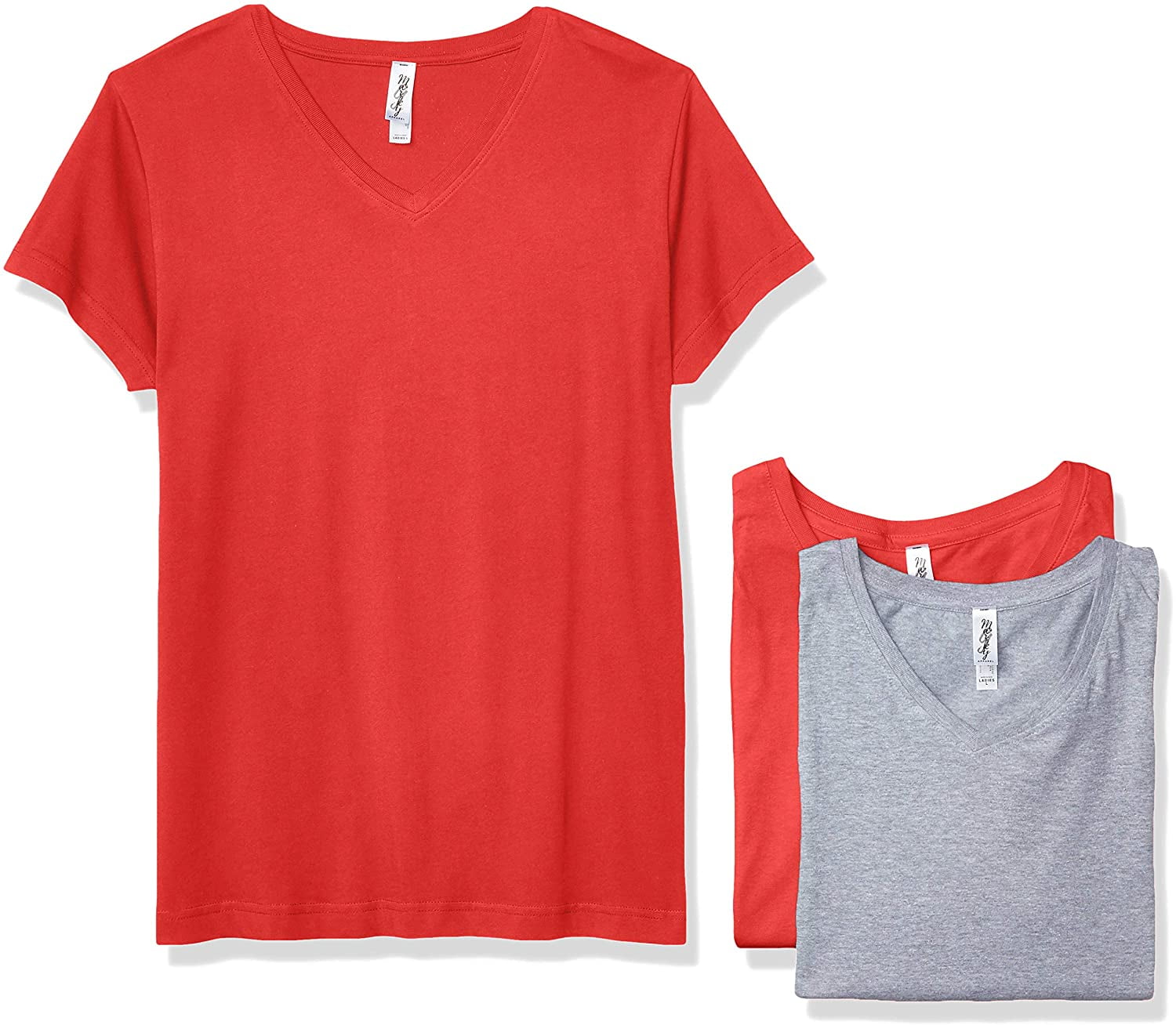 Marky G Apparel Women's Fine Jersey V-Neck Longer Length T-Shirt (Pack of 3)