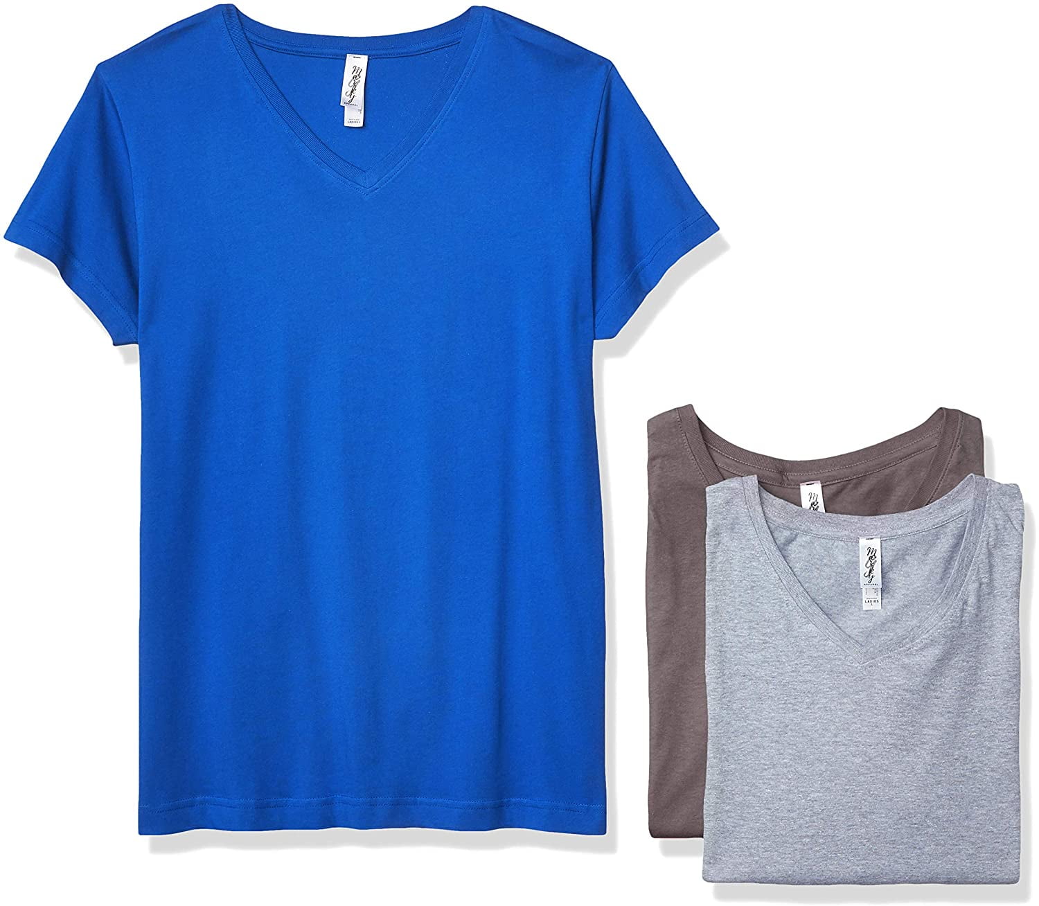 Marky G Apparel Women's Fine Jersey V-Neck Longer Length T-Shirt (Pack of 3)