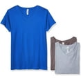 thumbnail image 1 of Marky G Apparel Women's Fine Jersey V-Neck Longer Length T-Shirt (Pack of 3), 1 of 1