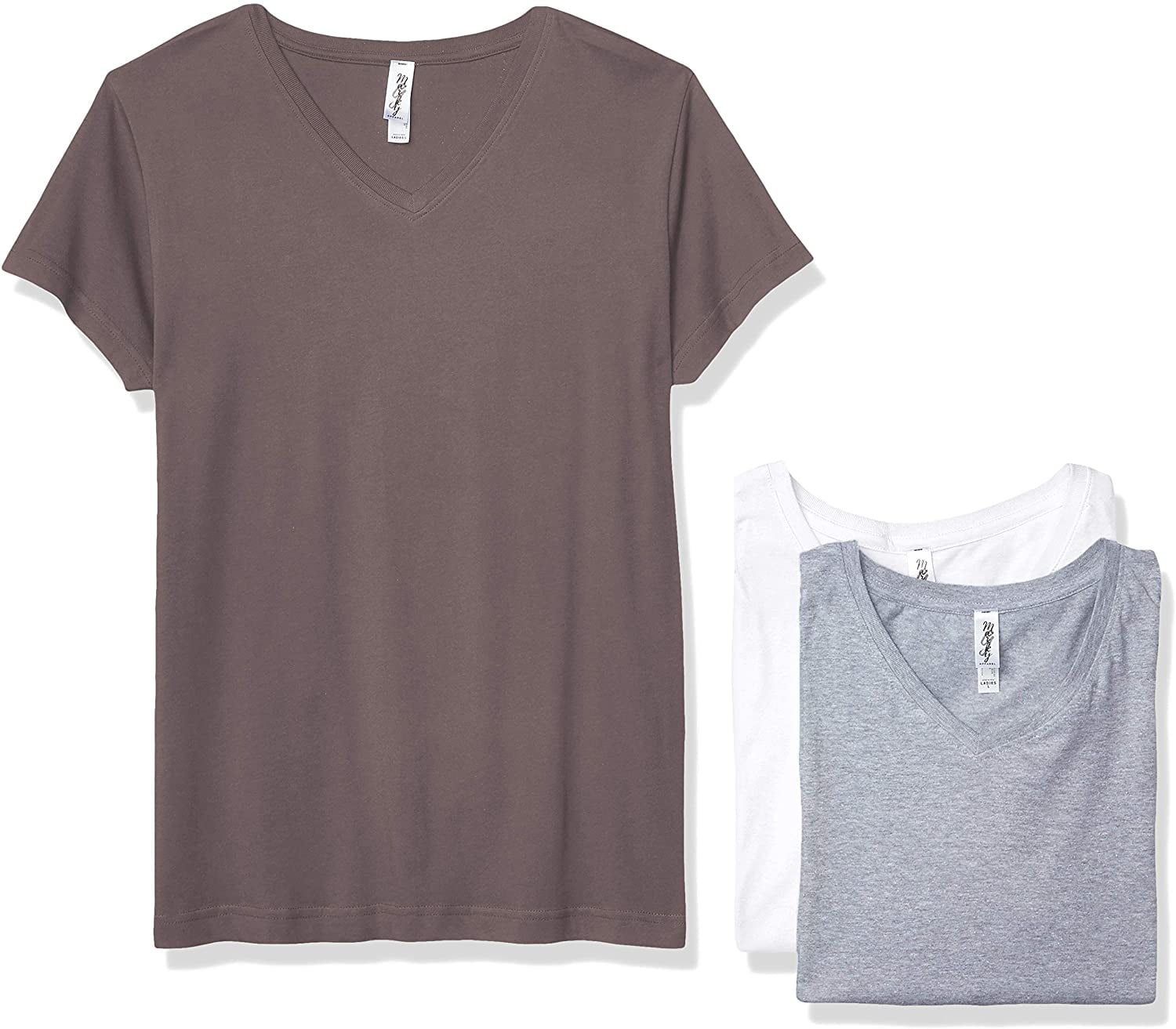 Marky G Apparel Women's Fine Jersey V-Neck Longer Length T-Shirt (Pack of 3)