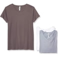 thumbnail image 1 of Marky G Apparel Women's Fine Jersey V-Neck Longer Length T-Shirt (Pack of 3), 1 of 1