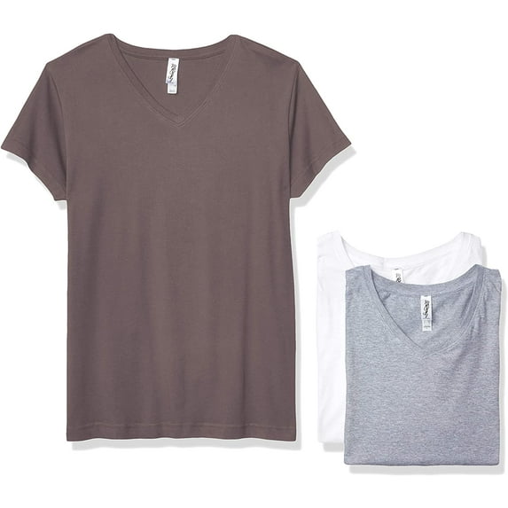 Marky G Apparel Women's Fine Jersey V-Neck Longer Length T-Shirt (Pack of 3)