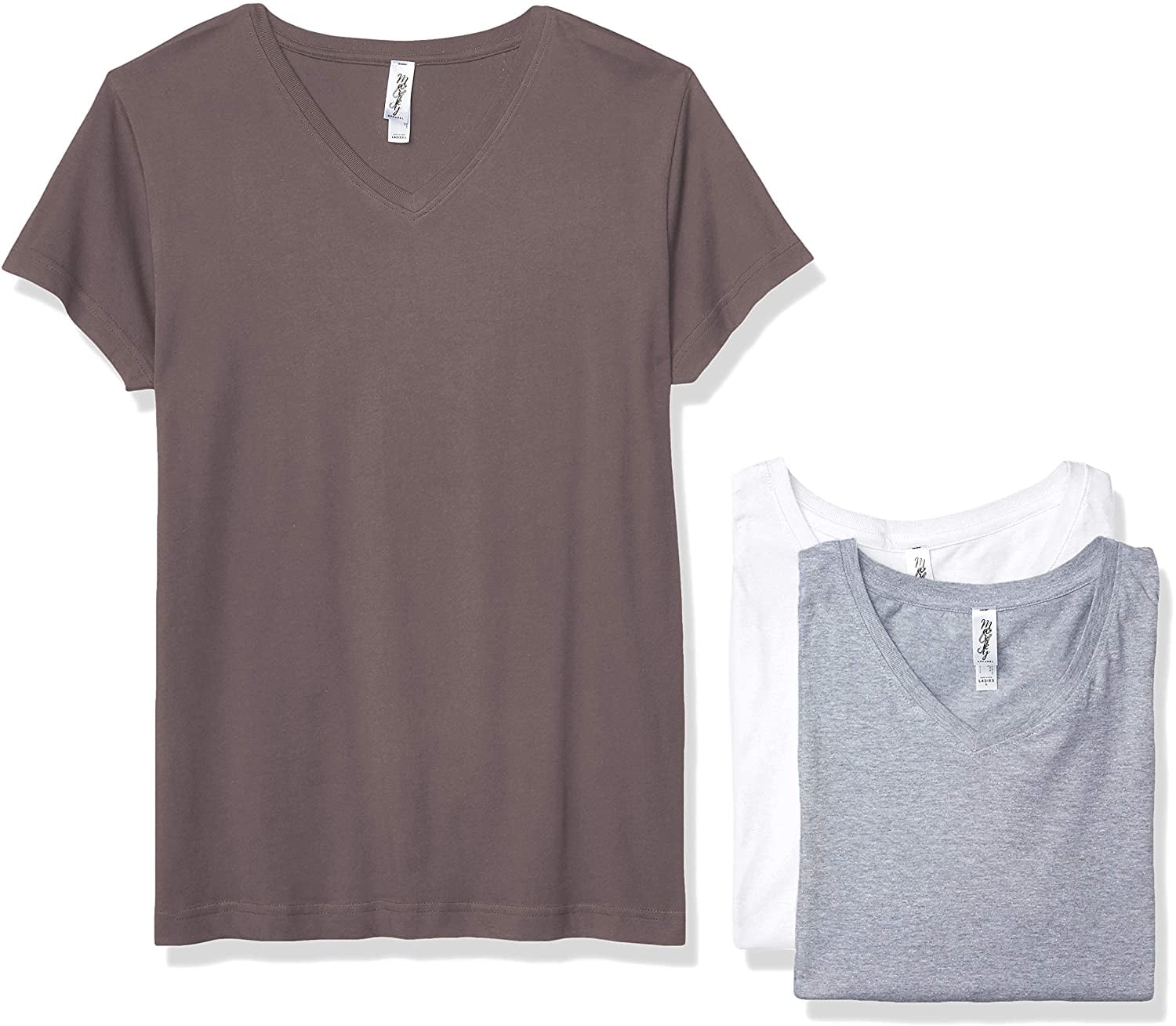 Marky G Apparel Women's Fine Jersey V-Neck Longer Length T-Shirt (Pack of 3)