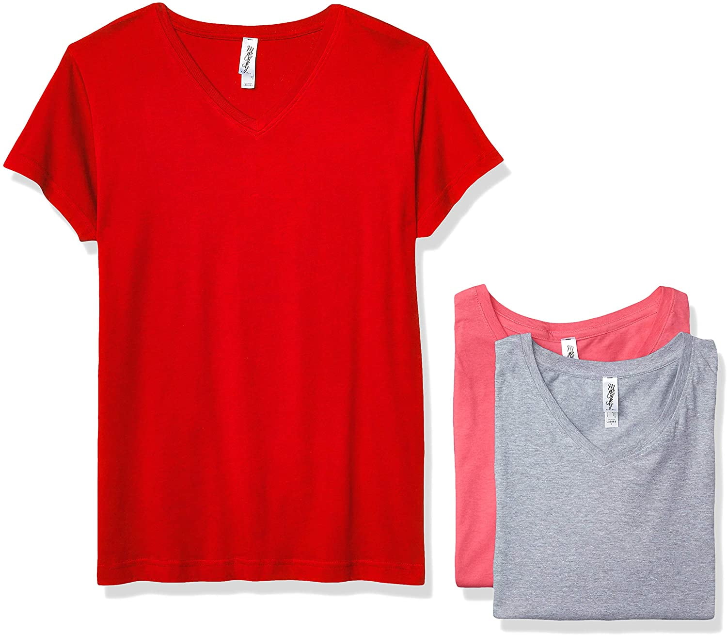 Marky G Apparel Women's Fine Jersey V-Neck Longer Length T-Shirt (Pack of 3)
