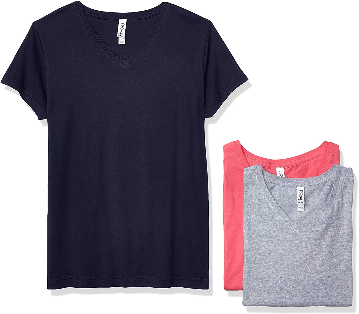 Marky G Apparel Women's Fine Jersey V-Neck Longer Length T-Shirt (Pack of 3)