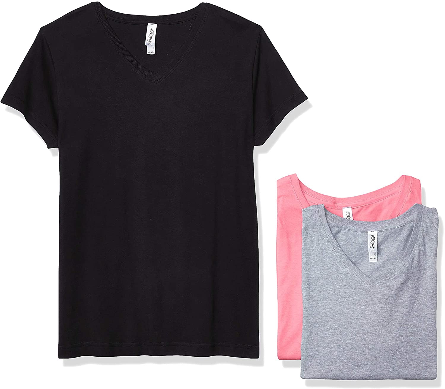 Marky G Apparel Women's Fine Jersey V-Neck Longer Length T-Shirt (Pack of 3)