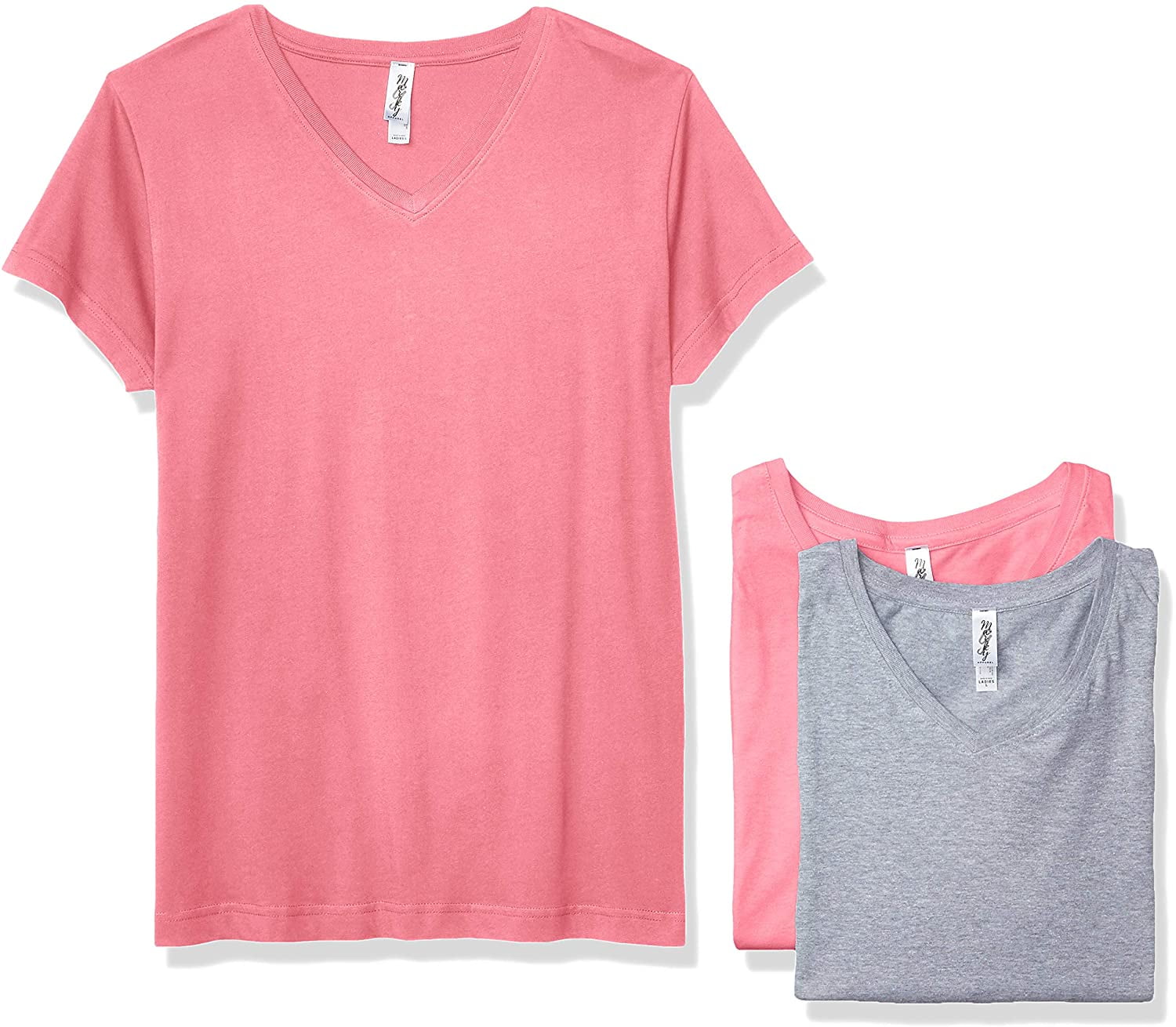 Marky G Apparel Women's Fine Jersey V-Neck Longer Length T-Shirt (Pack of 3)