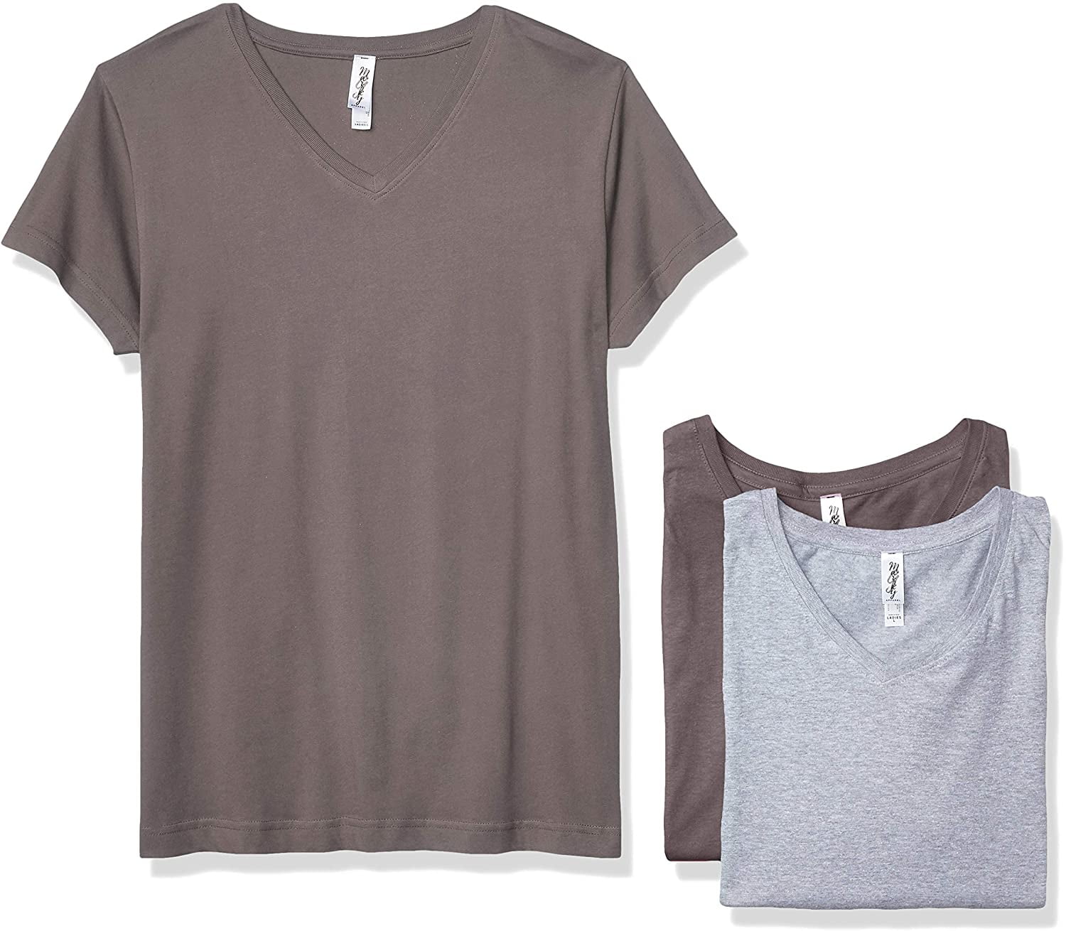 Marky G Apparel Women's Fine Jersey V-Neck Longer Length T-Shirt (Pack of 3)