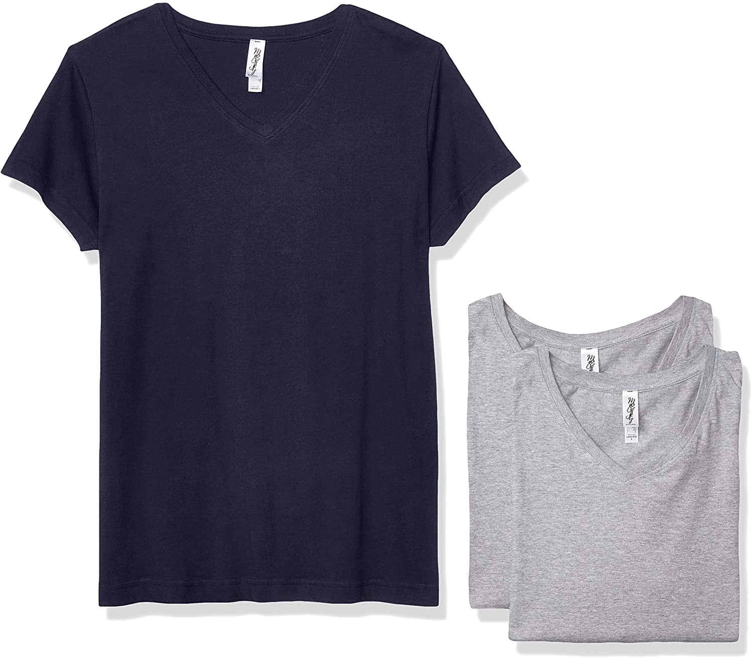 Marky G Apparel Women's Fine Jersey V-Neck Longer Length T-Shirt (Pack of 3)