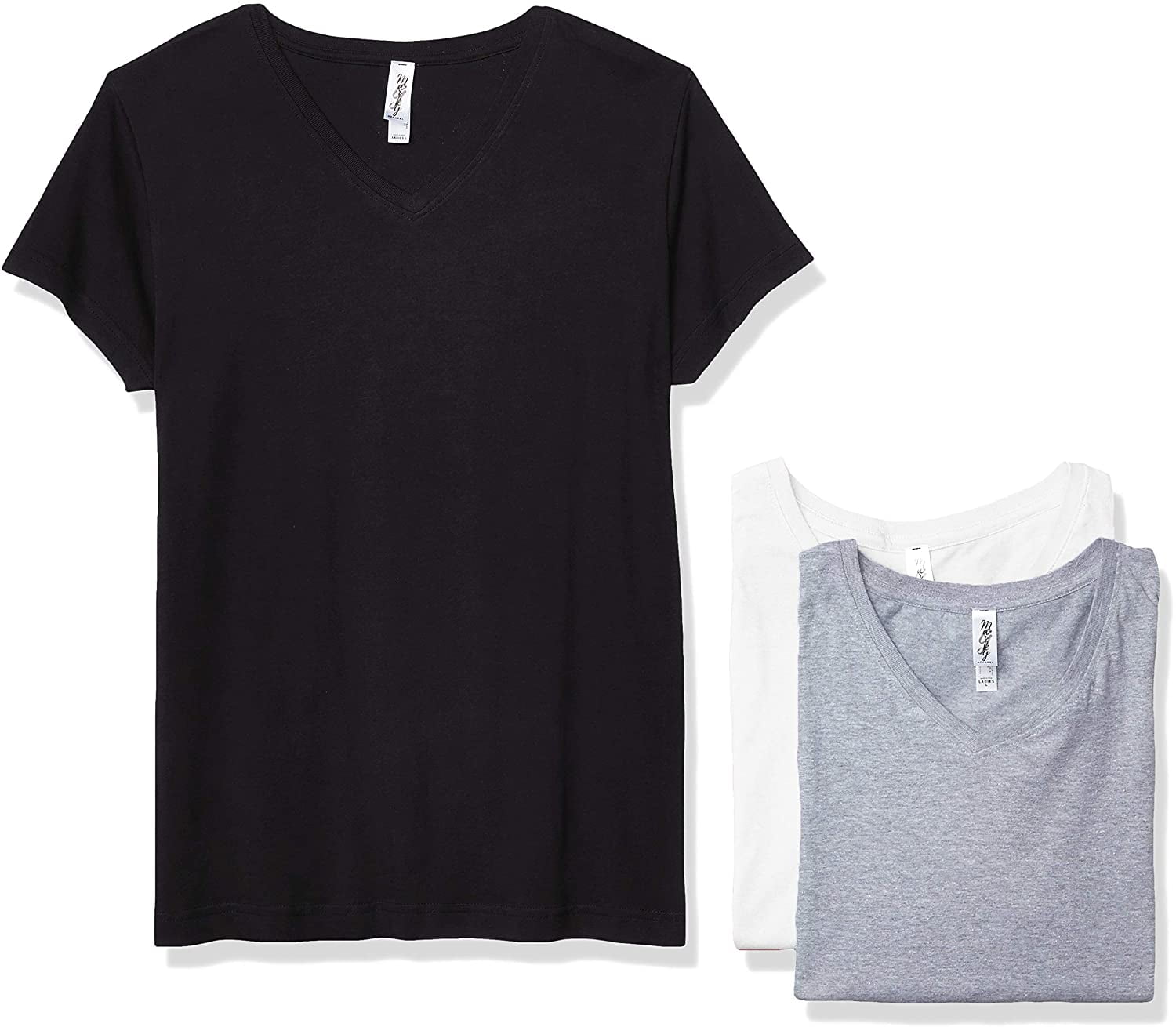 Marky G Apparel Women's Fine Jersey V-Neck Longer Length T-Shirt (Pack of 3)