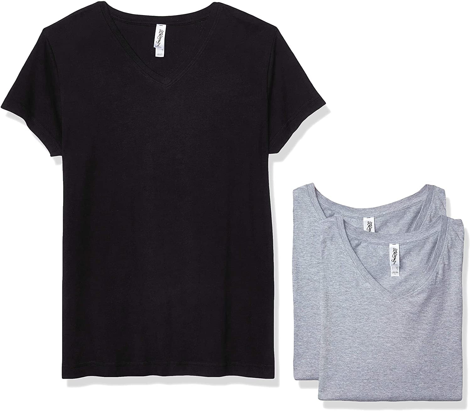 Marky G Apparel Women's Fine Jersey V-Neck Longer Length T-Shirt (Pack of 3)