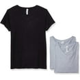 thumbnail image 1 of Marky G Apparel Women's Fine Jersey V-Neck Longer Length T-Shirt (Pack of 3), 1 of 1