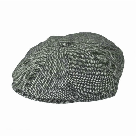 Marl Tweed Wool Blend Newsboy Cap - S - Black