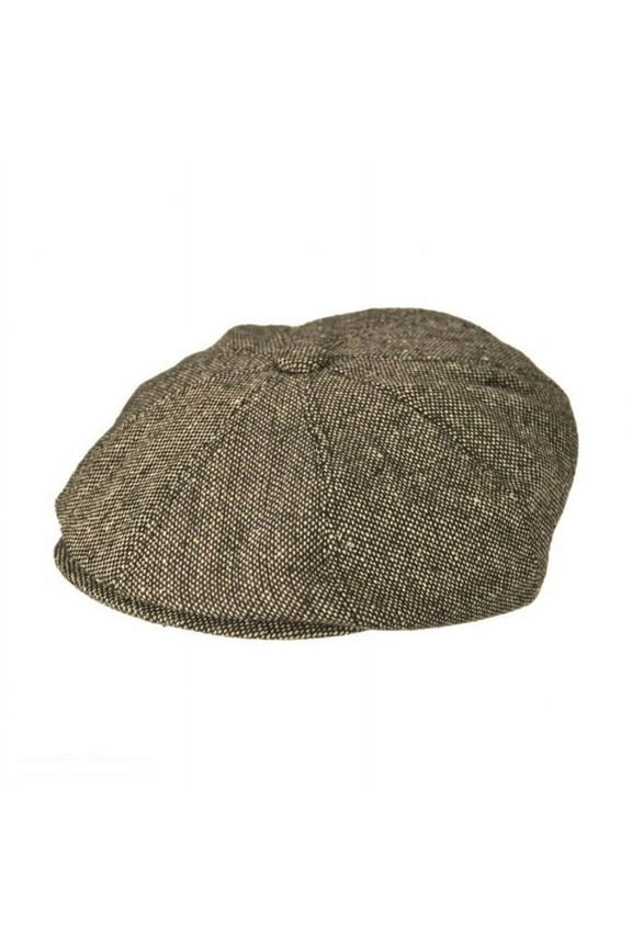 Marl Tweed Wool Blend Newsboy Cap - XXL - Brown