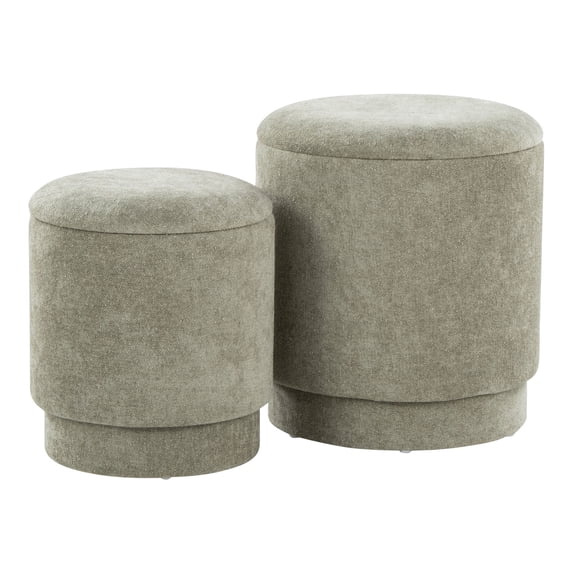 Marla Green Upholstered Contemporary Ottoman Set Chic Style, Removeable Storage, Comfortable Seating