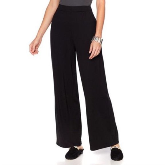 MarlaWynne 552209 Womens Size XS Black Ponte High-Waist Wide Leg Pants