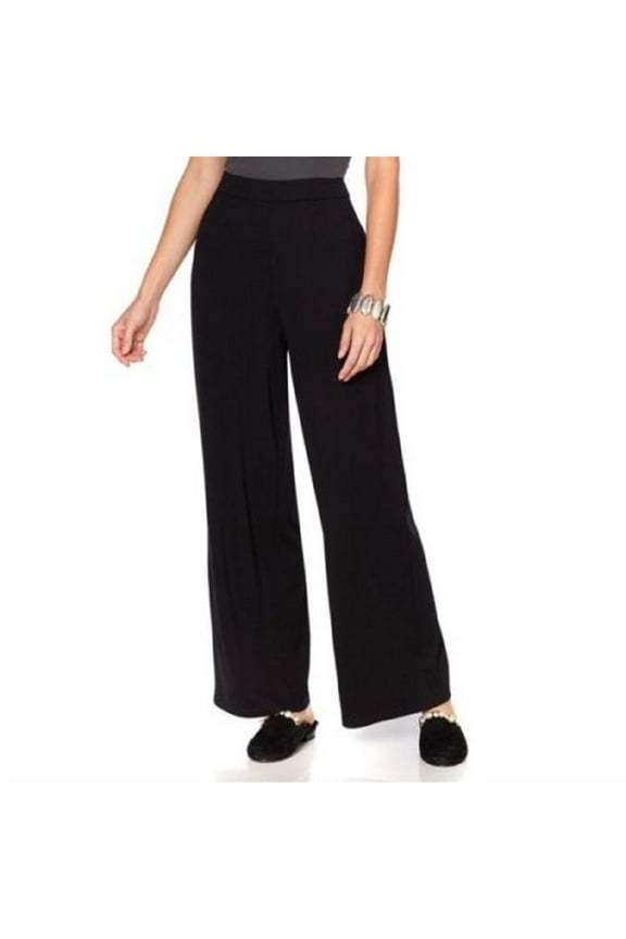 552209 Womens Size XS Black Ponte High-Waist Wide Leg Pants