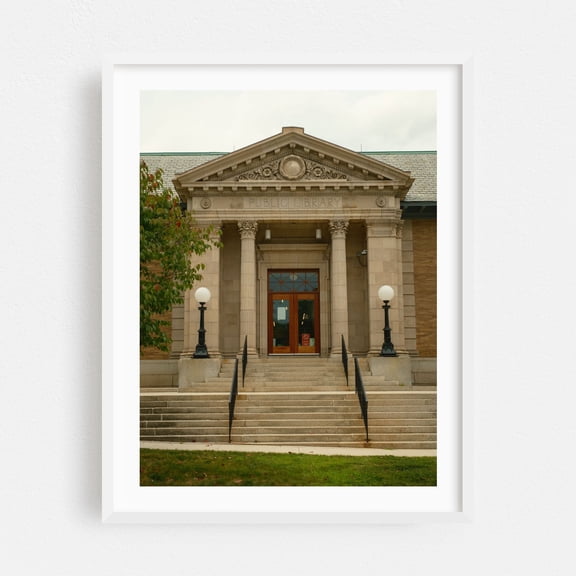Marlborough Public Library - Marlborough Massachusetts Photography Architecture White Framed Wall Art Print 6 x 8 inches