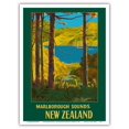 thumbnail image 1 of Marlborough Sounds - South Island New Zealand - Vintage Travel Poster by Leonard C. Mitchell c.1934 - Master Art Print (Unframed) 9in x 12in, 1 of 4