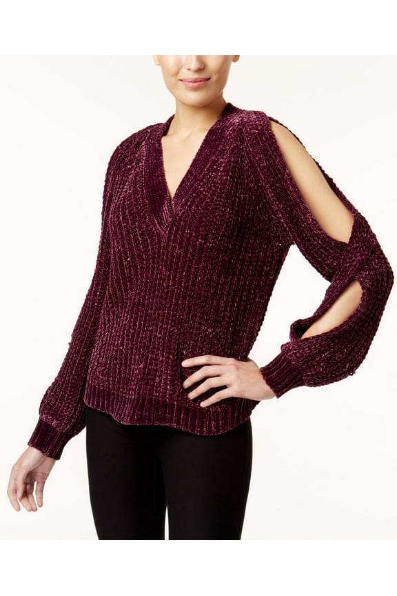 Marled Twist Cold Shoulder Sweater Cabernet S