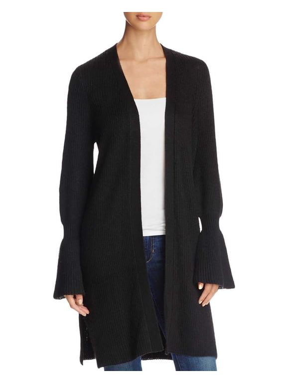 Marled Women's Bell-Sleeve Duster Cardigas, Black, Large