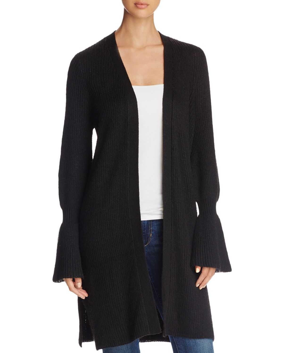 Marled Women s Bell Sleeve Duster Cardigas Black Large