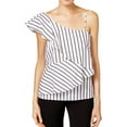 thumbnail image 1 of Marled Womens Striped Knit Blouse, White, X-Large, 1 of 1