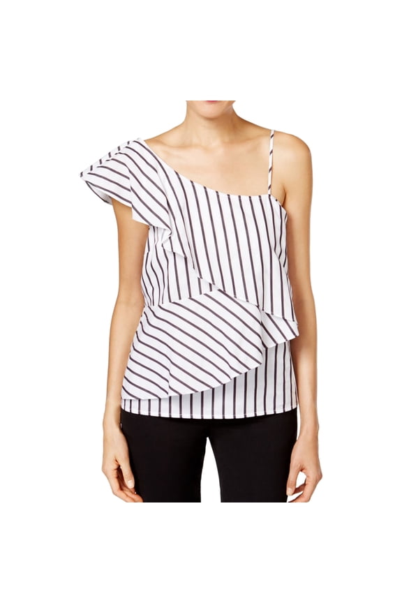 Marled Womens Striped Knit Blouse, White, X-Large