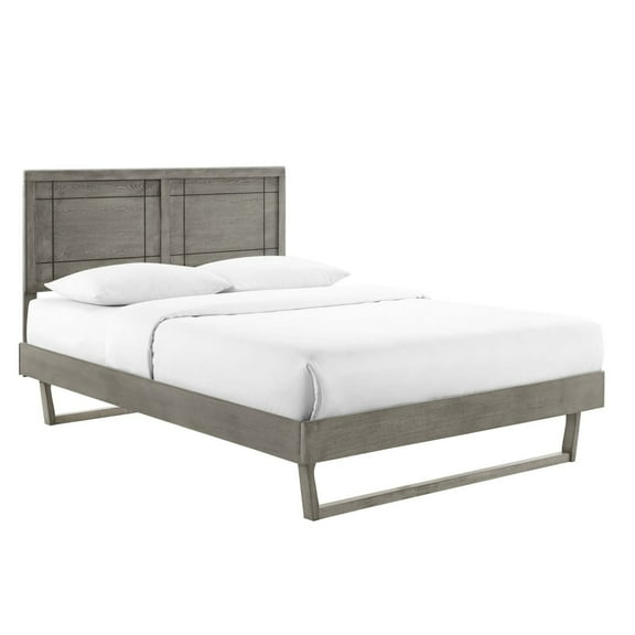Marlee King Wood Platform Bed With Angular Frame Gray
